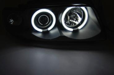 LED Angel Eyes Scheinwerfer für Audi A4 B5 94-98 schwarz CCFL